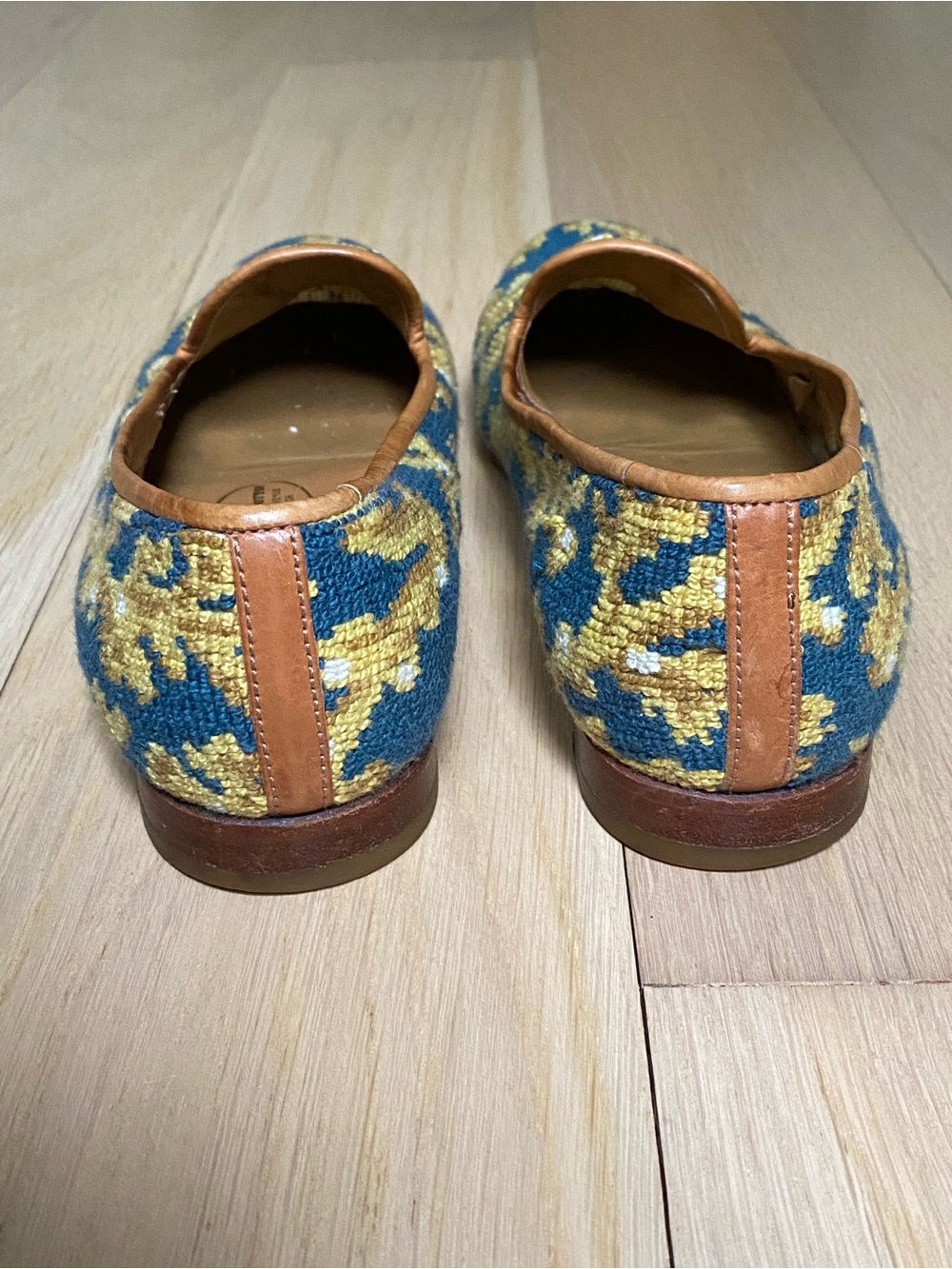 Stubbs & Wootton Palm Beach Blue Gold Coral Reef Needlepoint Loafers Size 7.5 - Picture 5 of 13